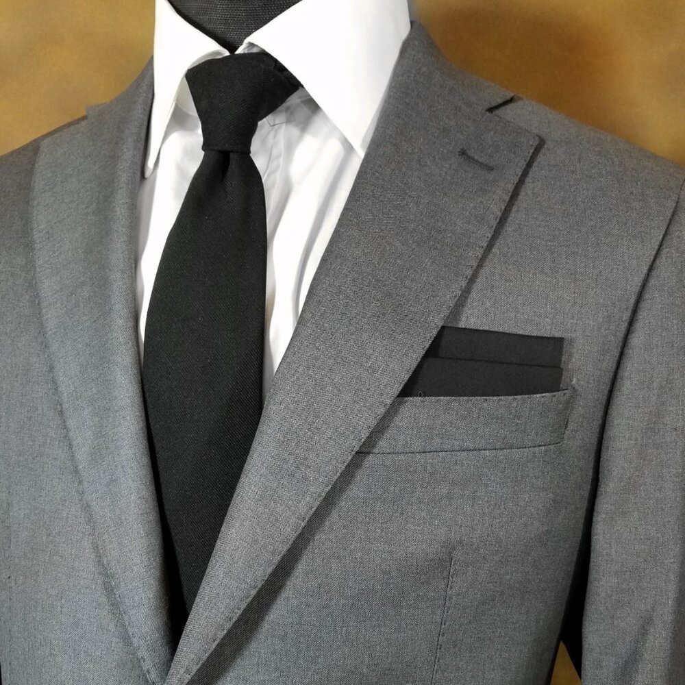 NEW - Black 100% Cotton Pre-Folded Pocket Square Handkerchief Insert